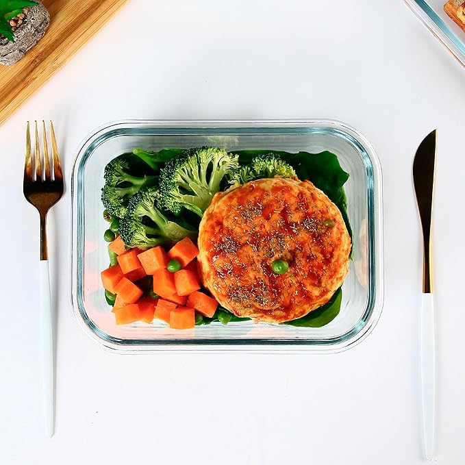 UMEIED 10 PACK Glass Food Storage Containers with Leak Proof Lids, Glass Airtight Meal Prep Containers Set for Lunch, On the Go, Leftover