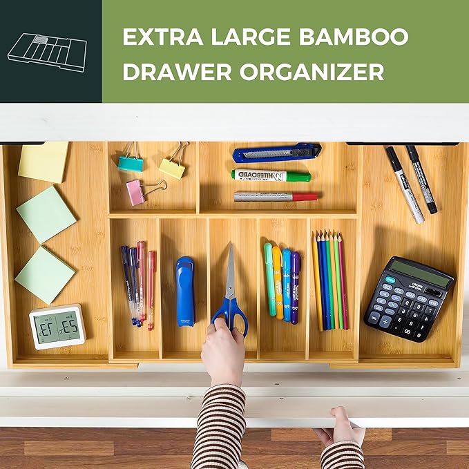 Extra Large Kitchen Utensil Holder, Multifunctional Drawer Divider