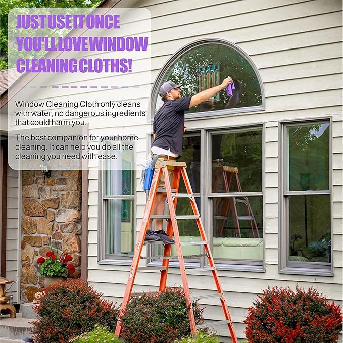 Korwεx Basic Package, Window Cleaning Cloth (Purple) and Enviro Cloth (Grey), Glass Cloth, Lints Streaks Scratches Free, Only Water, No Chemical Needed, (Purple 1 Pack, Grey 1 Pack)