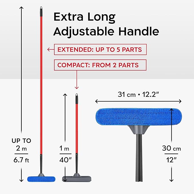 Tyroler Professional Window Squeegee for Home, 12"-80" Long Squeegee for Window Cleaning, 2-in-1 Window Cleaning Squeegee Kit