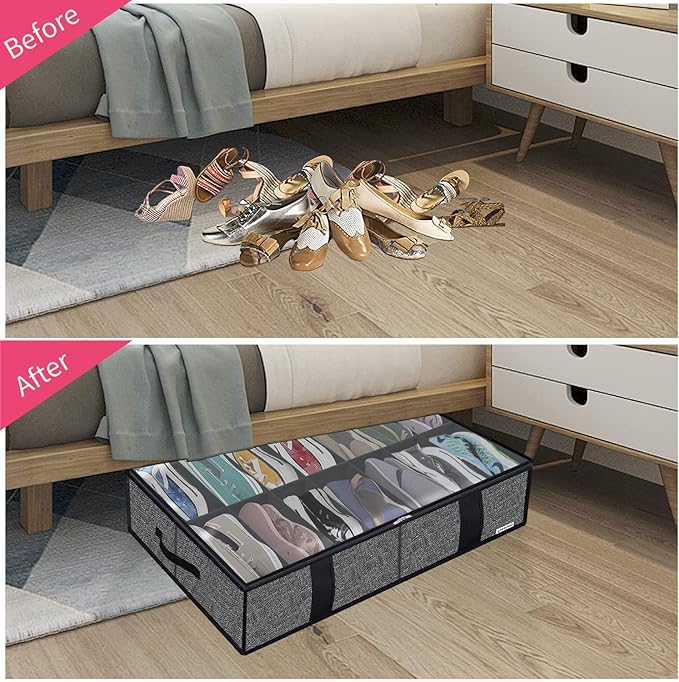2 Pack Under Bed Shoes Storage Bag Organizer (14+4 Pairs)