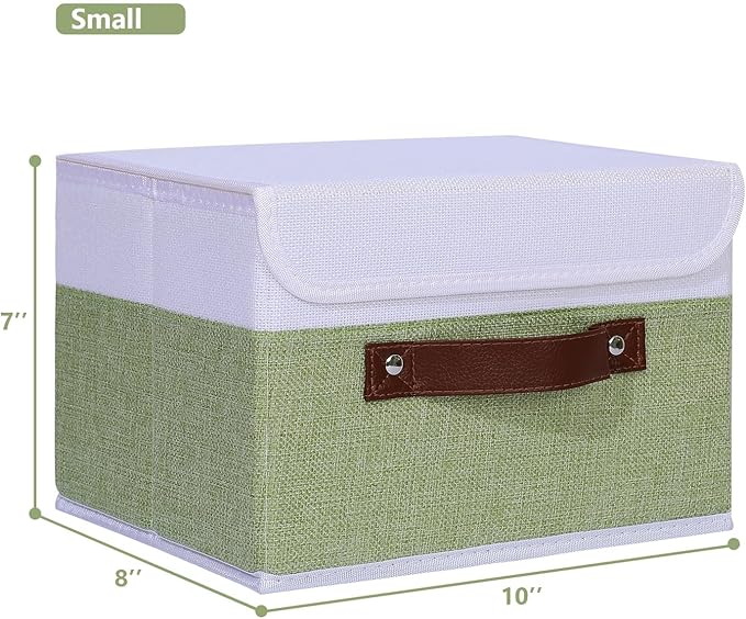 ANMINY 4 Storage Boxes - Small, Green White. Home Closet Organizer