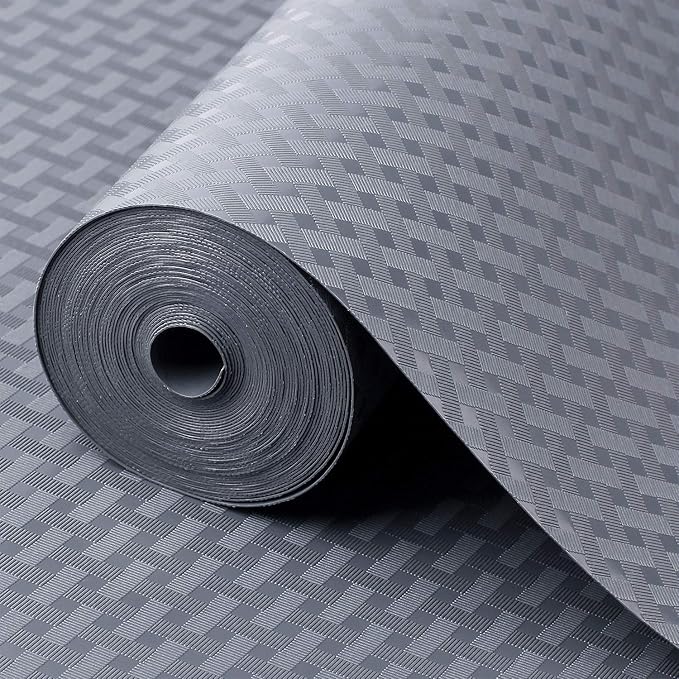 Shelf Liners for Kitchen Cabinets, Waterproof and Oil-Proof Kitchen Cupboard Liner, Refrigerator Liners and Plastic Drawer Mats EVA Non Adhesive Shelves, Fridge - Gray 11.8 x 118 Inches