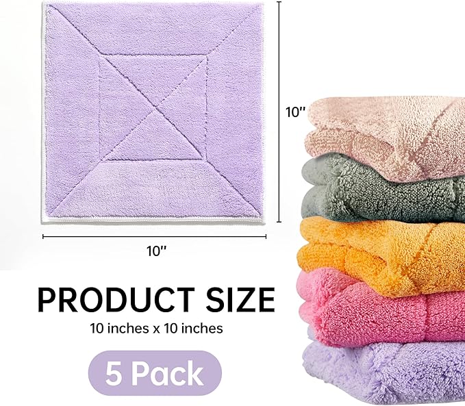 JOYMOOP 10 Pack Microfiber Cleaning Cloth 10” x 10”, Mixed Color Kitchen Towels, Reusable Dish Towels for Kitchen Drying, Washable Dish Rags for Washing Dishes, Absorbent Lint Free Cleaning Cloths