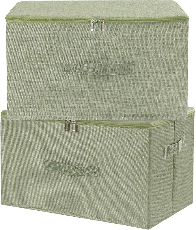 ANMINY 36 Qt Storage Bins - 2PC Green Fabric Boxes