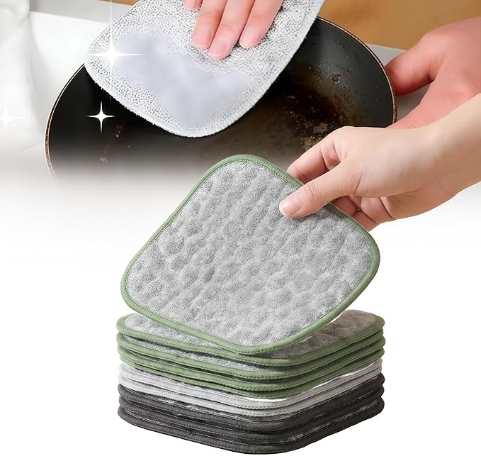 Double Side Non Scratch Wire Dishcloths,Reusable Wet and Dry Wire Dishwashing Rags for Kitchen,Sinks,Pots,Pans (10pcs)