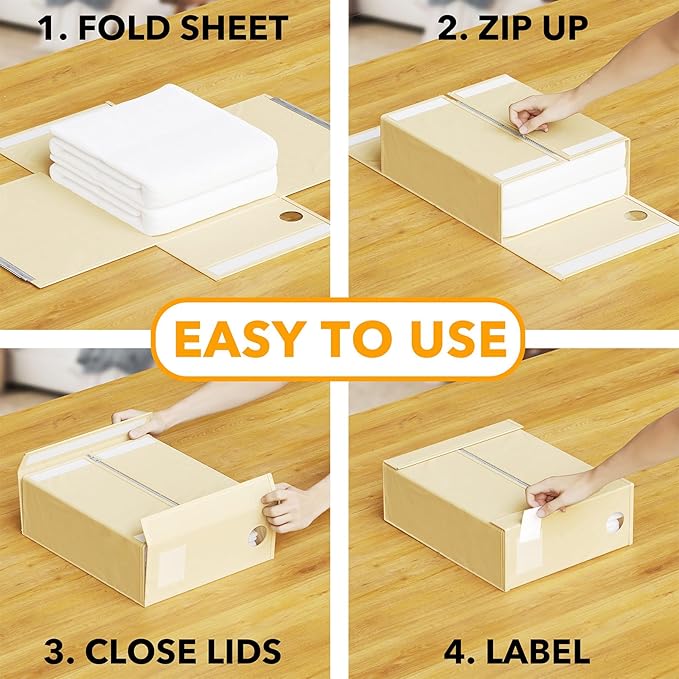 6 Pack Bed Sheet Organizers and Storage, Beige, 6 Pack