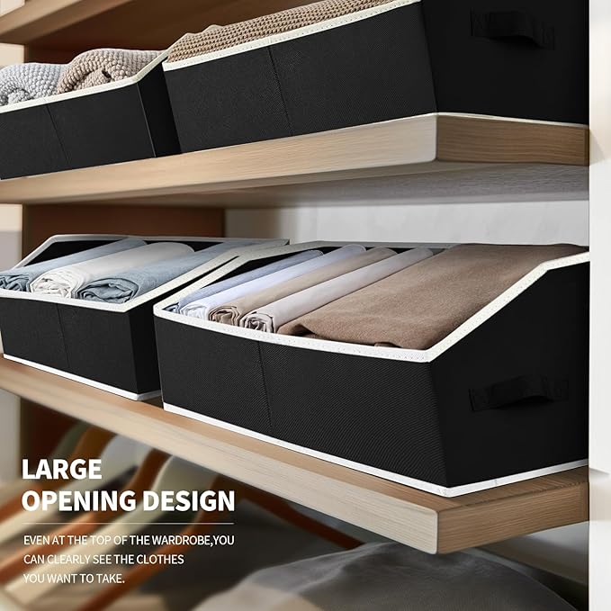 Closet Baskets for Shelves Trapezoid, Black