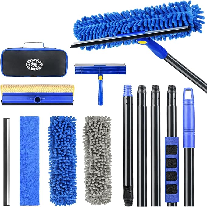 Wontolf 4-in-1 Squeegee for Window Cleaning Kit with Storage Bag, 79'' Squeegee Window Cleaner Tool with Extension Pole