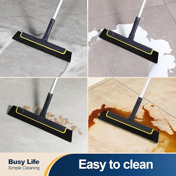 Yocada Floor Squeegee - 6.5ft, EVA Blade - Tile, Pet Hair, Marble Cleaning