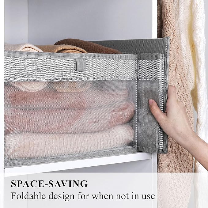 Closet Storage Bins, Large Fabric Storage Baskets with Clear Window