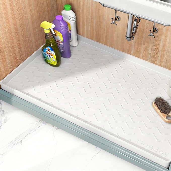TigeJoy 19" x 19" Under Sink Mats for Kitchen Waterproof, Leak-Proof Silicone Mat Sink Protector and Cabinet Liner, Kitchen Essentials Organizer and Storage, Boot or Shoe Tray, Pet Feeding Mat