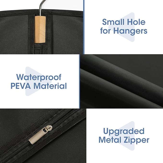 Suit Bags for Closet Storage, 43'' Garment Bags for Hanging Clothes, 5 Packs