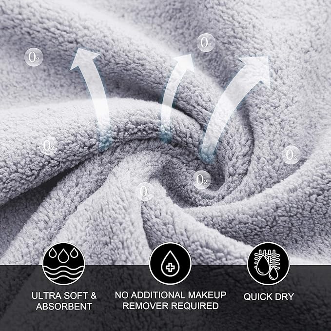 MOONQUEEN Microfiber Facial Cloths Fast Drying Washcloth 12 Pack - Premium Soft Makeup Remover Cloths - Highly Absorbent