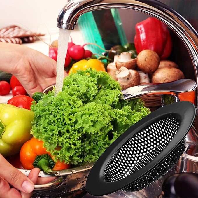2 Pcs Black Stainless Steel Mesh Sink Drain Strainer, 2.75" Top/1.66" Kitchen Filter Trap Basket