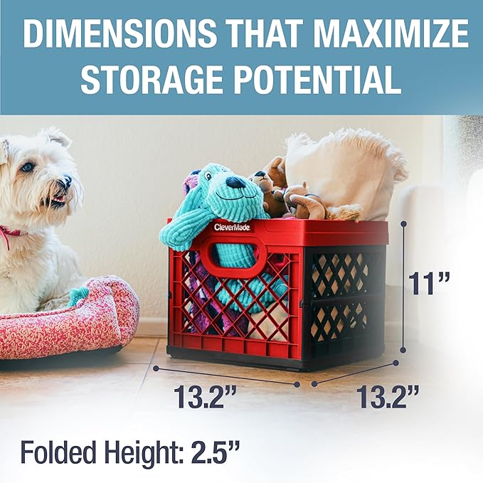 Collapsible Milk Crate 25L (6.6 Gal), Red