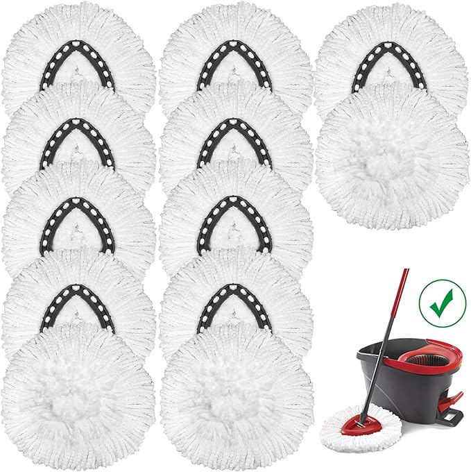 12 Pack Mop Head Replacement Compatible with O Cedar Mop Replace Head EasyWring 1-Tank, Microfiber Spin Mops Refills, Easy Cleaning