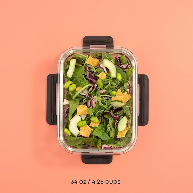 JoyJolt 5 Glass Meal Prep Containers - 35oz Airtight Set