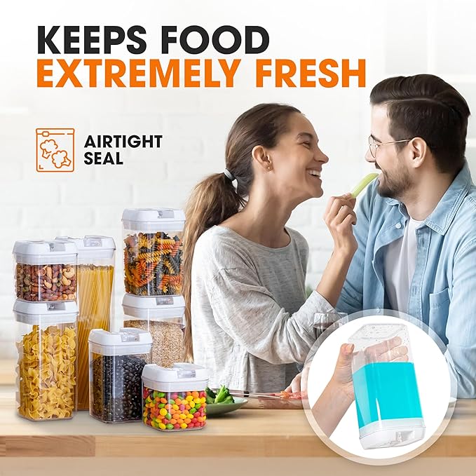 Cheer Collection Airtight Food Storage Containers, Kitchen Storage Containers for Pantry, Set of 7 Food Containers with Lids Airtight