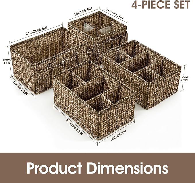 VERONLY Cosmetic Storage Bins Makeup Organizer, Adjustable Multifunction Storage Box Desk Drawer Divider for Makeup Brushes