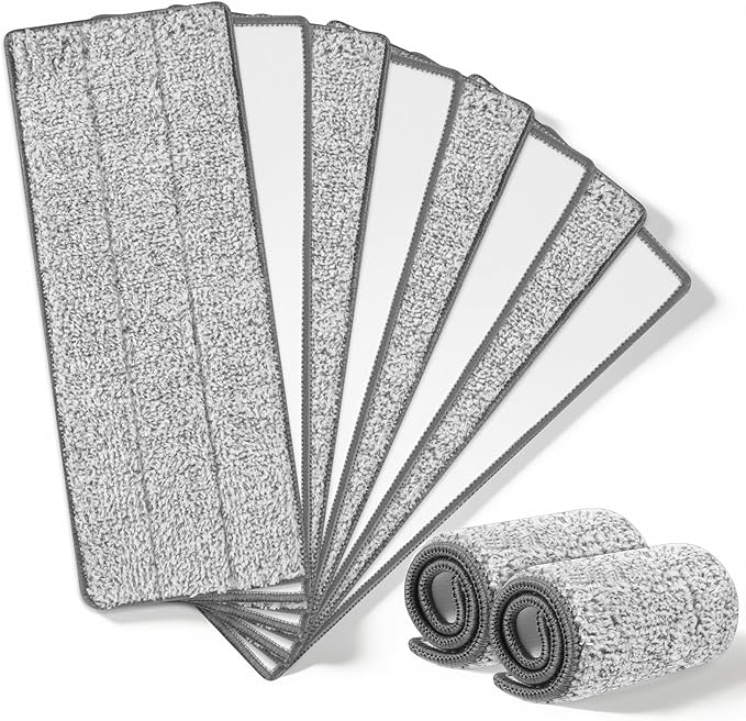 10 Pcs Reusable Mop Pad, 12.6 x 4.7 Inch Gray Mops Replacement Pads Washable Floor Cleaning Mops Pad Compatible with Most Flat Mop for Home, Office, School Cleaning