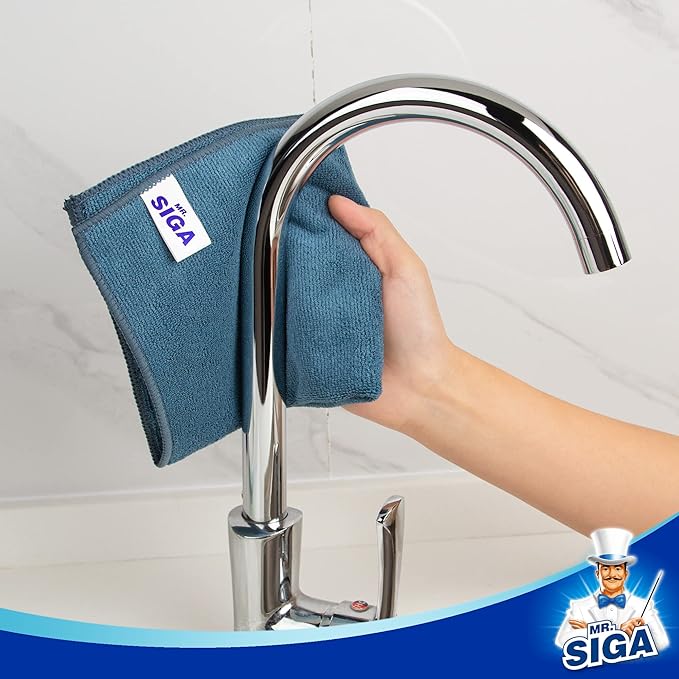 MR.SIGA Microfiber Cleaning Cloth, All-Purpose Microfiber Towels, Streak Free Cleaning Rags, Pack of 12, Light Teal, Size 32 x 32 cm(12.6 x 12.6 inch)
