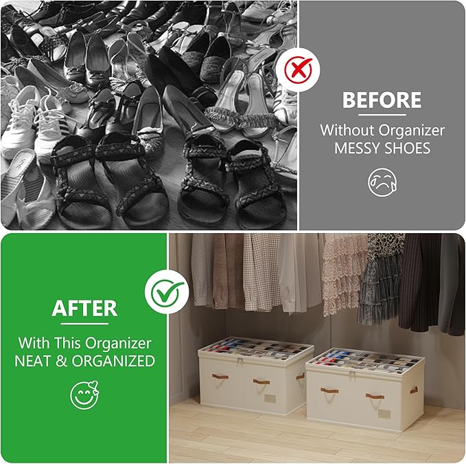 Shoe Organizer for Closet, Fit 12-24 Pairs