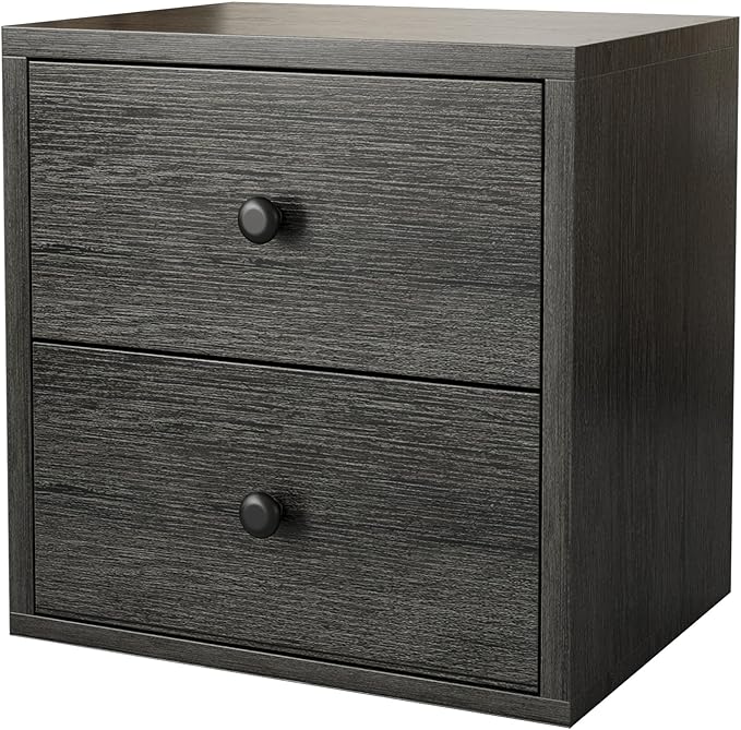 FUSUNBAO Magic DIY Cube Storage Organizer Stackable Cubes for Home Books Clothes Toy-Modular Cubby Storage System-Office Cubical-Bookcase Closet (French Oak,Drawer Cube)