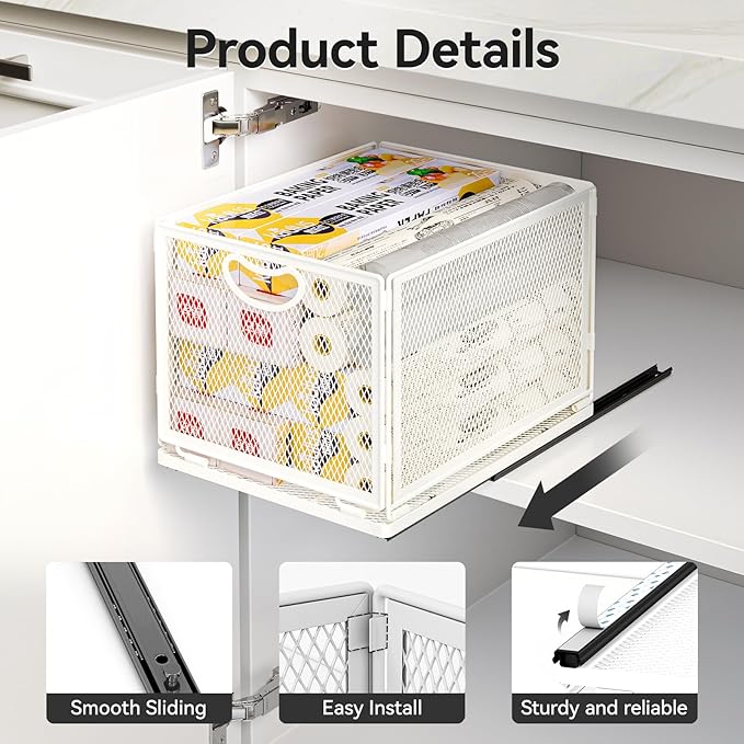 Pull Out Cabinet Organizer, 9.6" W x 11.8" D x 8.4" H