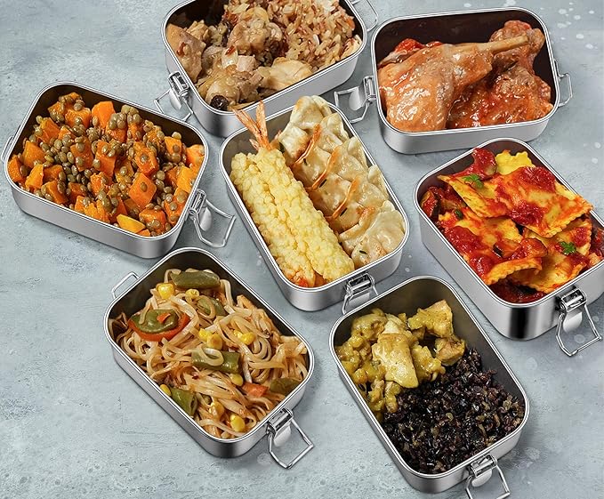 Leonyo 18.6oz 18/10 Stainless Steel Lunch Box, 550ml Mini Reusable Metal Bento Box, Leak-Proof Small Food Snack Containers for Camping