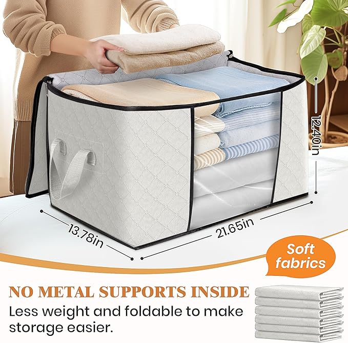 Fab totes 10 Pack Clothes Storage, Ivory White