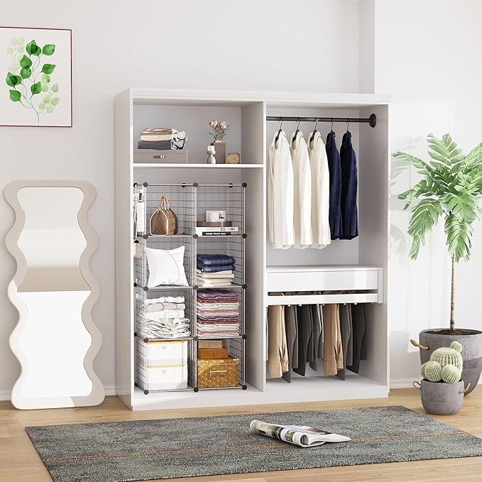 C&AHOME Wire Cube Storage, 8 - Cube Organizer Metal C Grids, Modular Shelves Units, Closet Organizer, Ideal for Home, Office, Living Room, 24.8" L x 12.4" W x 48.4" H, Silver Gray UWCS3008G