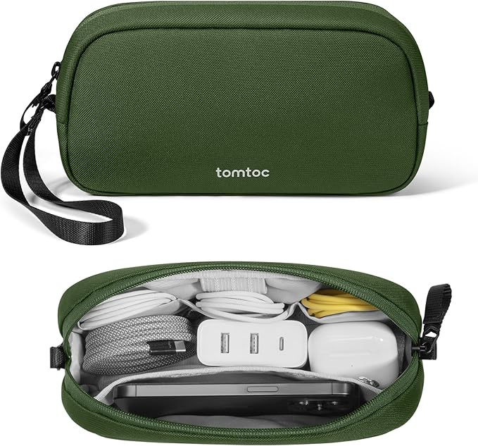 tomtoc Electronics Organizer Travel Case, Water Resistant Travel Bag Cable Organizer for Essentials, Tech Pouch Accessories Carry Storage for Cord, Phone, Cables, Airpods, USB Flash Drive, Daily Items