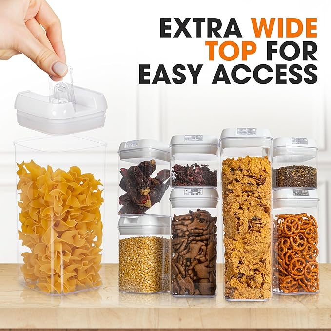 Cheer Collection Airtight Food Storage Containers, Kitchen Storage Containers for Pantry, Set of 7 Food Containers with Lids Airtight