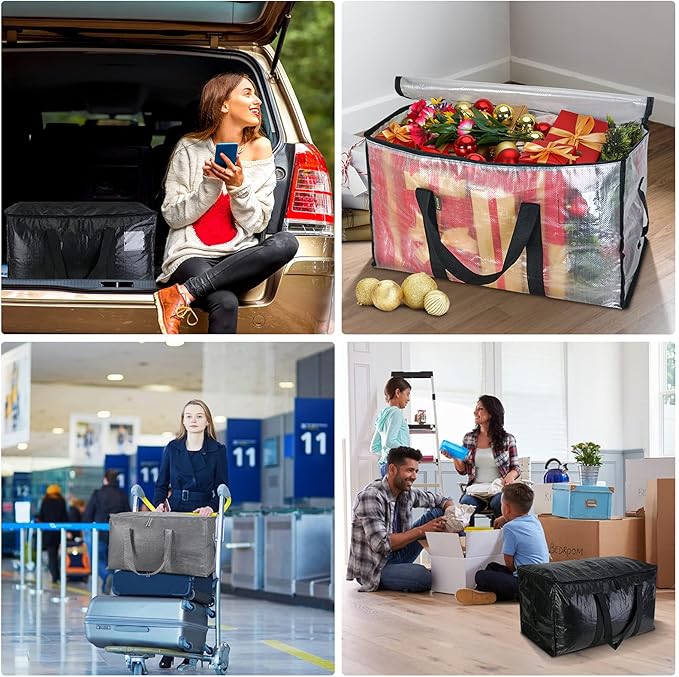 8-Pack Oversized Moving Bags with Reinforced Handles, Clear, 8-Pack