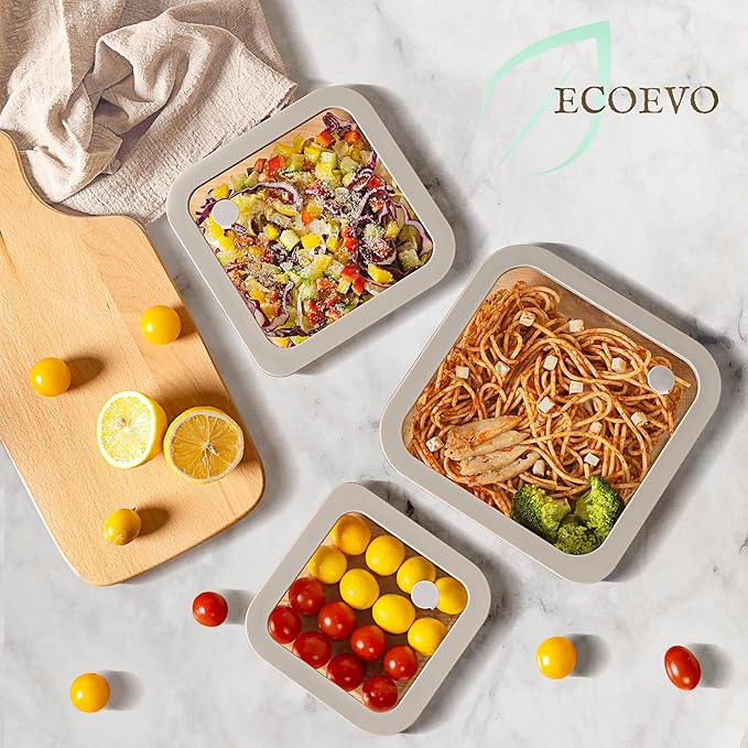 Glass Food Containers with Glass Lid, Microwave Safe Food Storage Container Set, 3 Pack, Square Shape, Food Containers with Lids