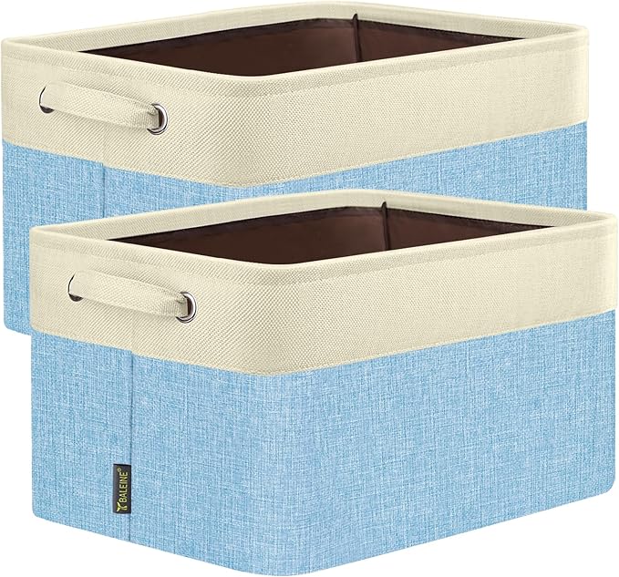 2 Pack Fabric Closet Storage Bins for Shelves, Skyblue, 14''x10''x8.5''