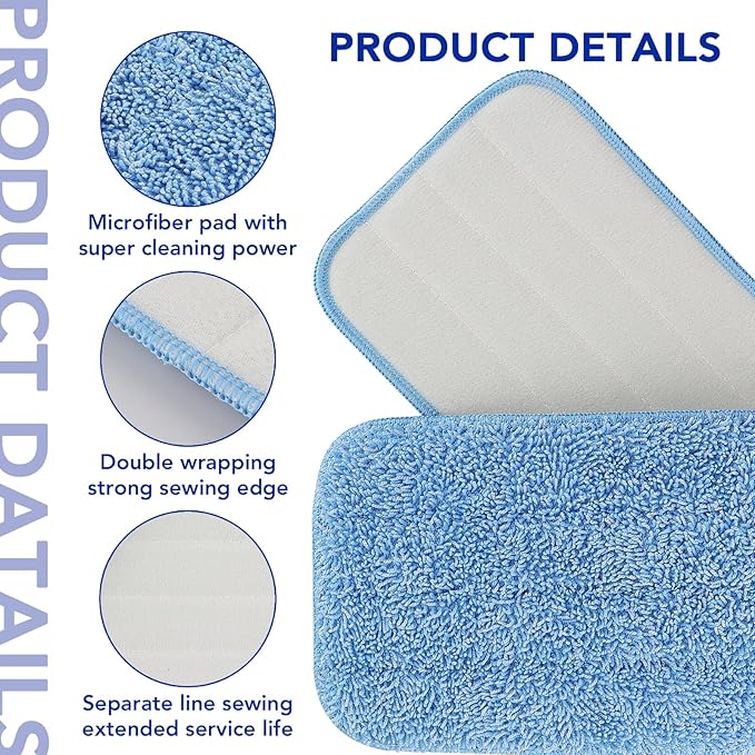Replacement Mop Pads Fit for Rubbermaid Commercial 18" and 17" Mop - 10 Pack Wet & Dry Commercial Cleaning Reusable Refills Fit for Any Flat System 17 and 18 Inch