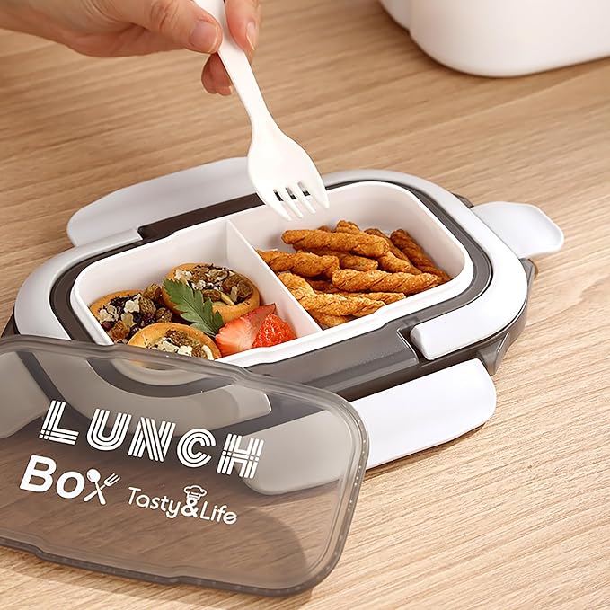 1400ML/47OZ Adult Bento Box, Leak-proof 3 Layers with Handle Portable Lunch Container, Lunch Box for Men and Women, BPA-Free, Microwave/Dishwasher/Freezer Safe, Reusable Snack Container (Pink)