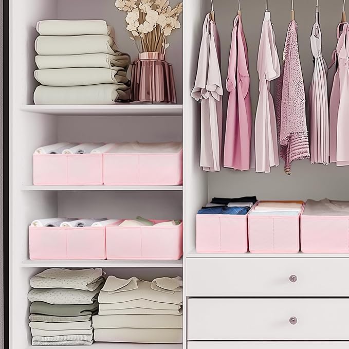Drawer Organizer Clothes, 10 Pack Dresser Organizer for Baby Clothes, Pink