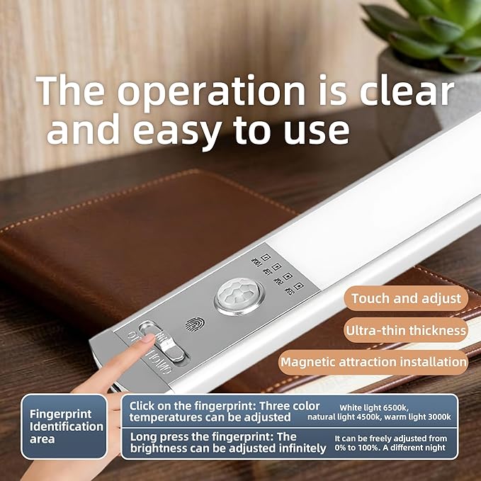 6-Pack Under Cabinet Lights, 1500mAh Rechargeable 52-LED Motion Sensor Light, 10-inch Wireless Magnetic Stick-On Closet Lights, Stepless Dimmable Night Light for Kitchen, Pantry, Wardrobe