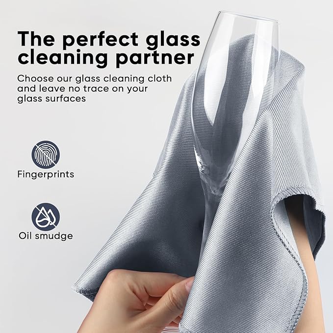HOMEXCEL Microfiber Glass Cleaning Cloth 12 PK, Lint Free Streak Free, Reusable Magic Cleaning Cloth for Cleaning Windows, Glasses, Mirrors, Screens