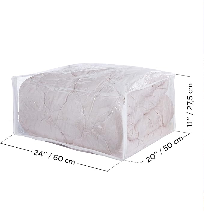 Clear Vinyl Storage Bags with Zipper 24x20x11 Inch, 3 Pack.