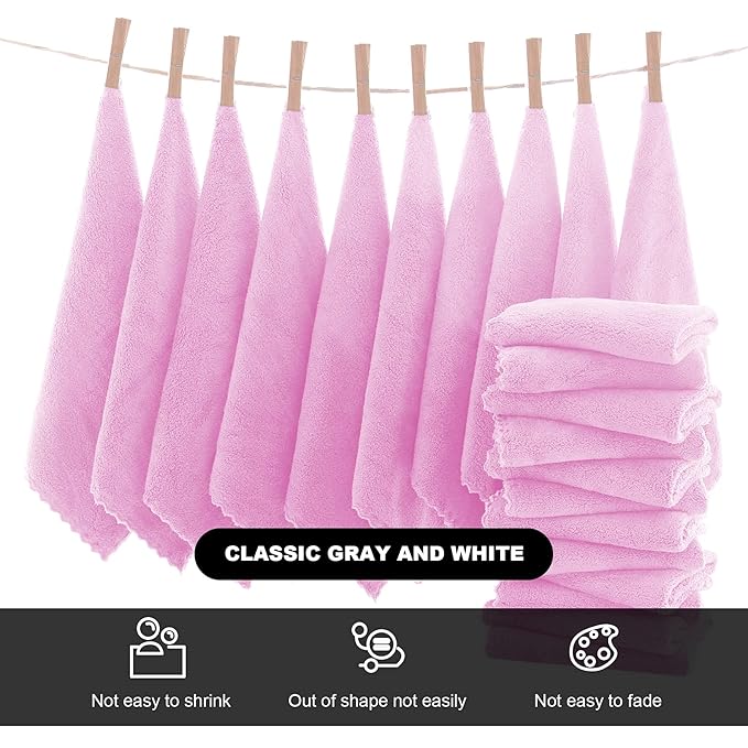 MOONQUEEN Microfiber Facial Cloths Fast Drying Washcloth 12 Pack - Premium Soft Makeup Remover Cloths - Frozen Berry