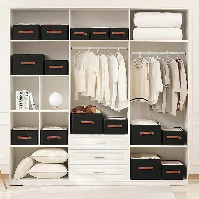 Linen closet organizers and storage, Black, 18½"x11"x8½"
