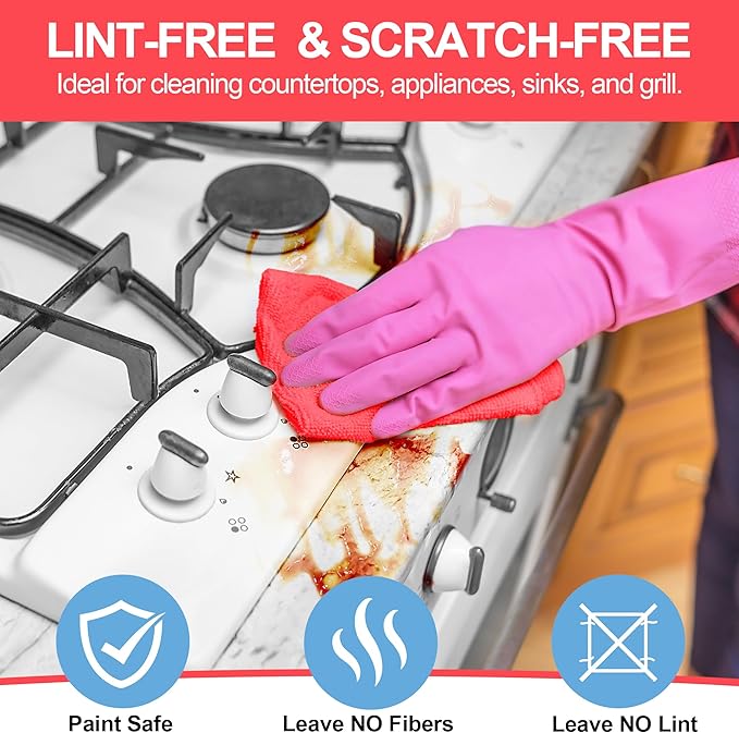 Microfiber Cleaning Cloth, 52 Pack Cleaning Rags,12" X 11" Lint Free Dish Towels Wash Cloths, Reusable Microfiber Towels for Home and Kitchen Bathroom Apartment Cleaning Supplies, Assorted