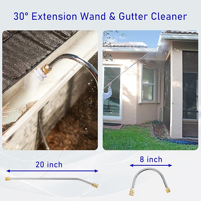 M MINGLE Telescoping Pressure Washer Wand, 20 Feet Aluminum High Power Washer Telescopic Spray Wand with 2 Extension Wands, 5 Spray Nozzle Tips