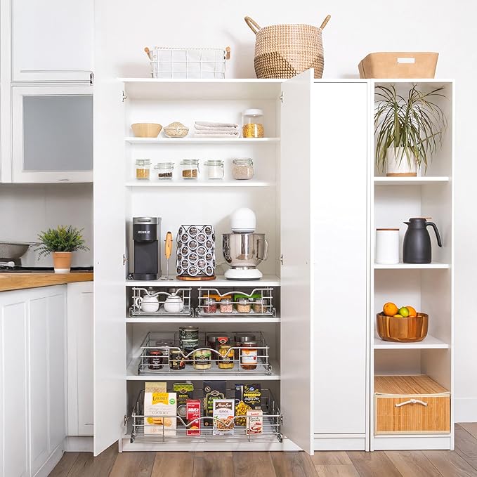 HOLDN’ STORAGE Pull Out Cabinet Organizer, Slide Out Drawer for Kitchen Cabinets & Pantry, Roll Out Shelf for Pots, Pans & Under Sink Storage, Heavy-Duty Full-Extension, 17" W x 21" D x 5" H