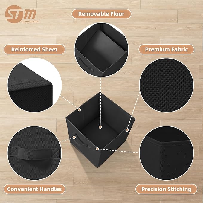 STORAGE MANIAC Storage Cubes, 11 Inch Collapsible Storage Bins with Handles, 8 Pack Fabric Foldable Bins for Organization
