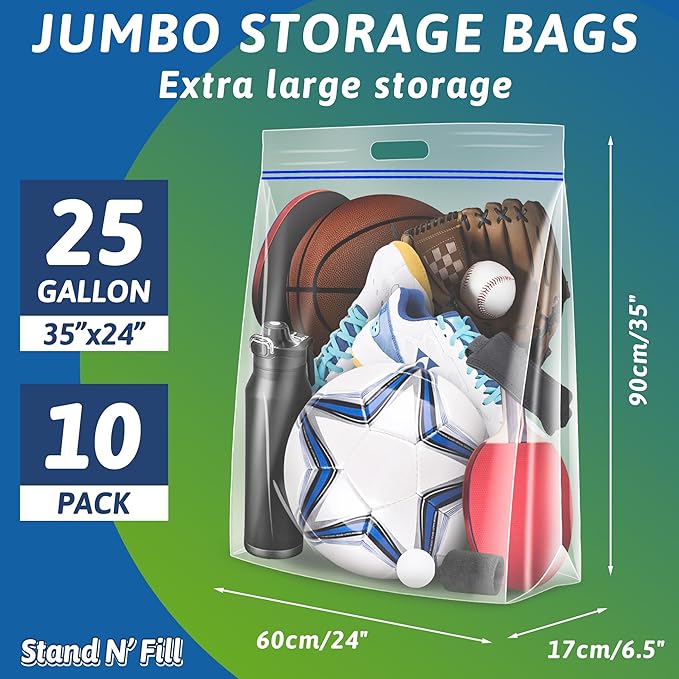 Extra Large 25 Gallon Storage Bags, Set of 10